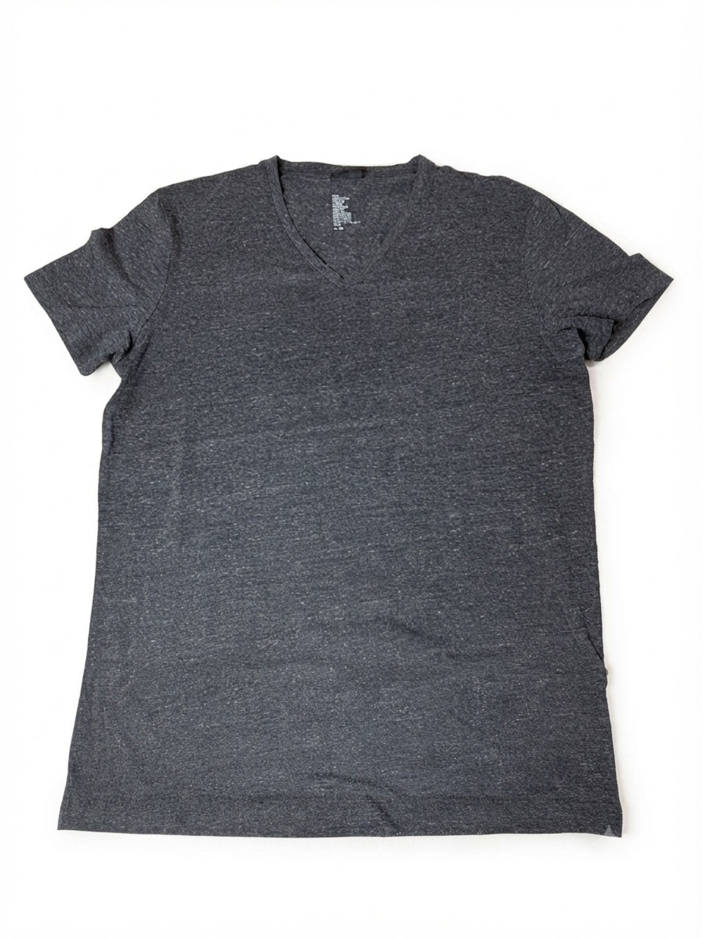 H&M Dark Grey Heather V-Neck Fine Cotton Stretch T-Shirt Medium